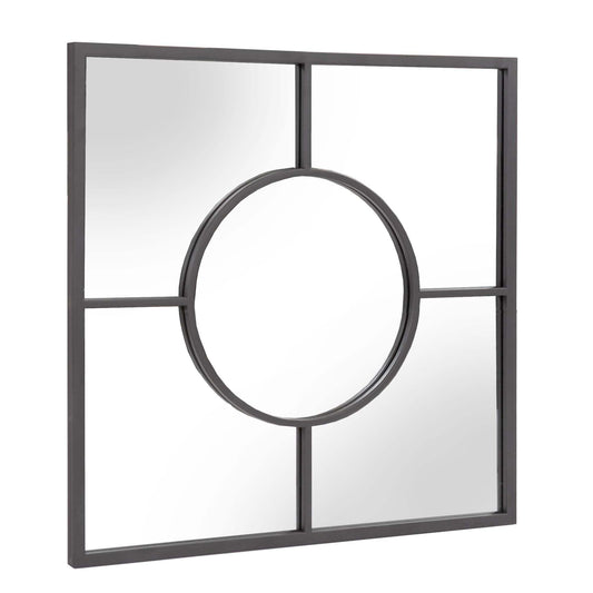 Graphite Geometric Design Square Metal Wall Mirror - AFS