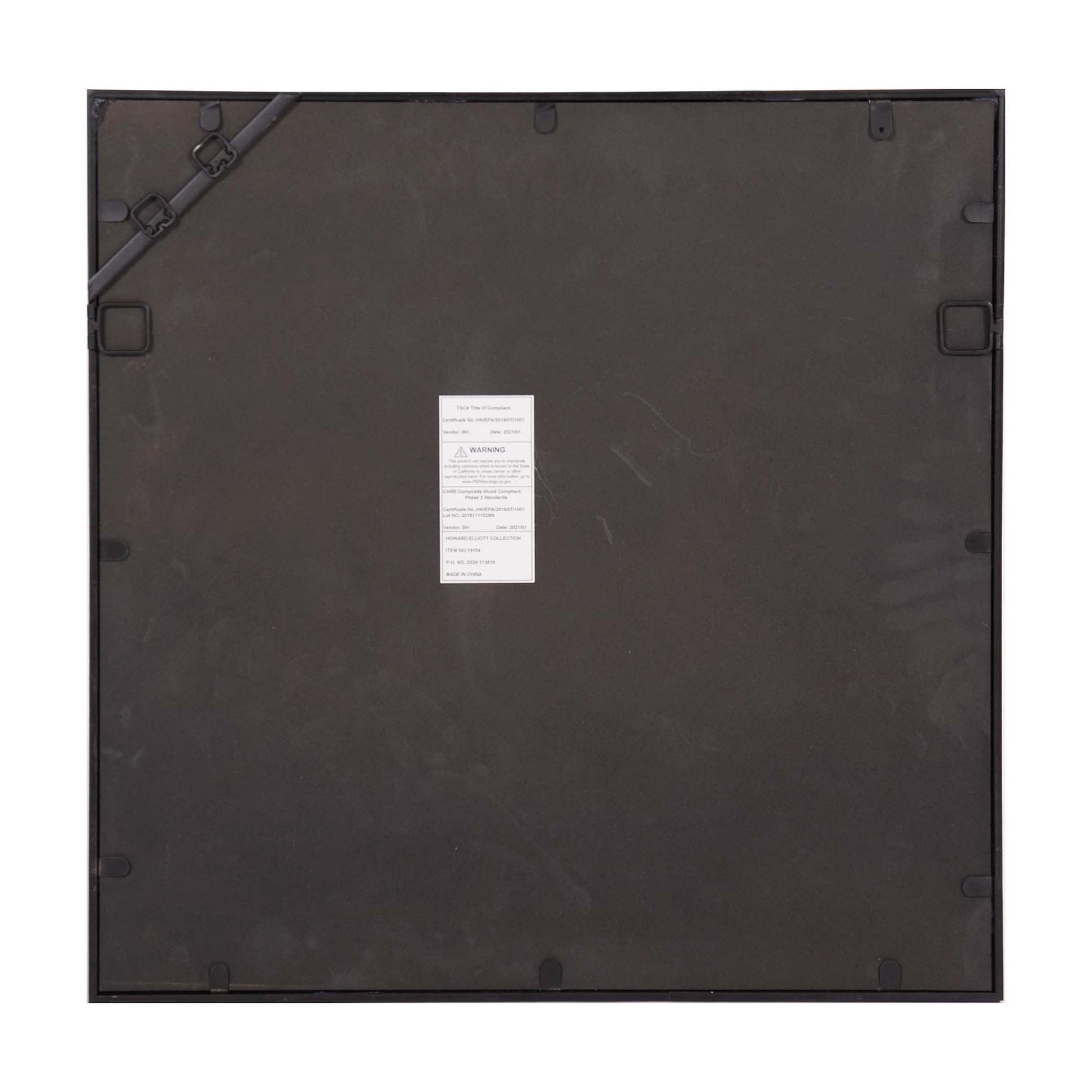 Graphite Geometric Design Square Metal Wall Mirror - AFS