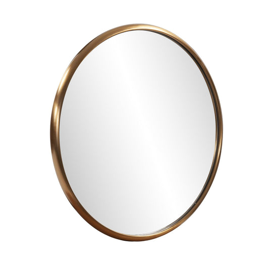 20" Antiqued Brushed Brass Round Wall Mirror - AFS