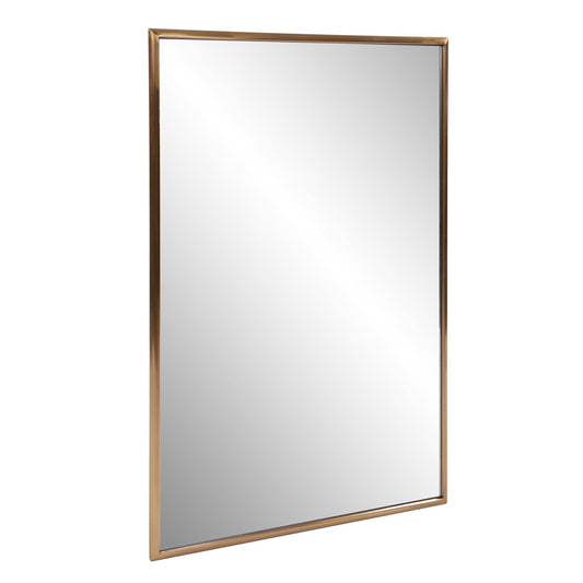 Antiqued Brushed Brass Rectangular Wall Mirror - AFS