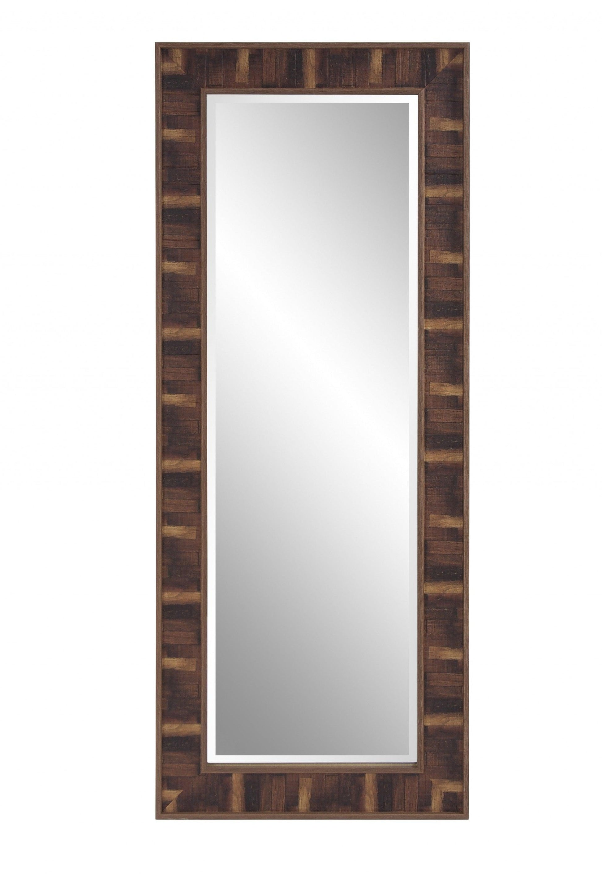 Rich Rustic Brown Faux Wood Full Body Wall Mirror - AFS