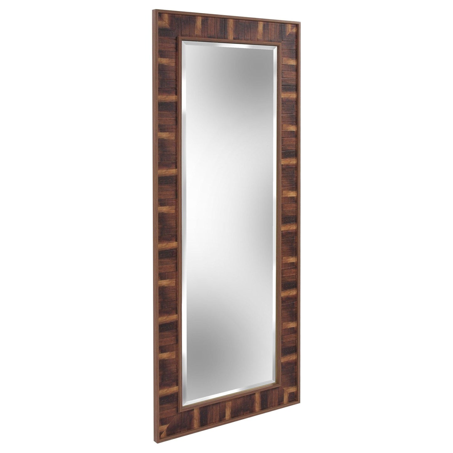 Rich Rustic Brown Faux Wood Full Body Wall Mirror - AFS