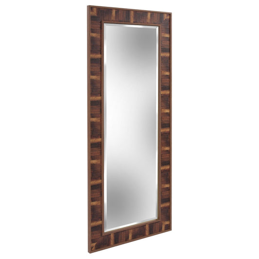 Rich Rustic Brown Faux Wood Full Body Wall Mirror - AFS