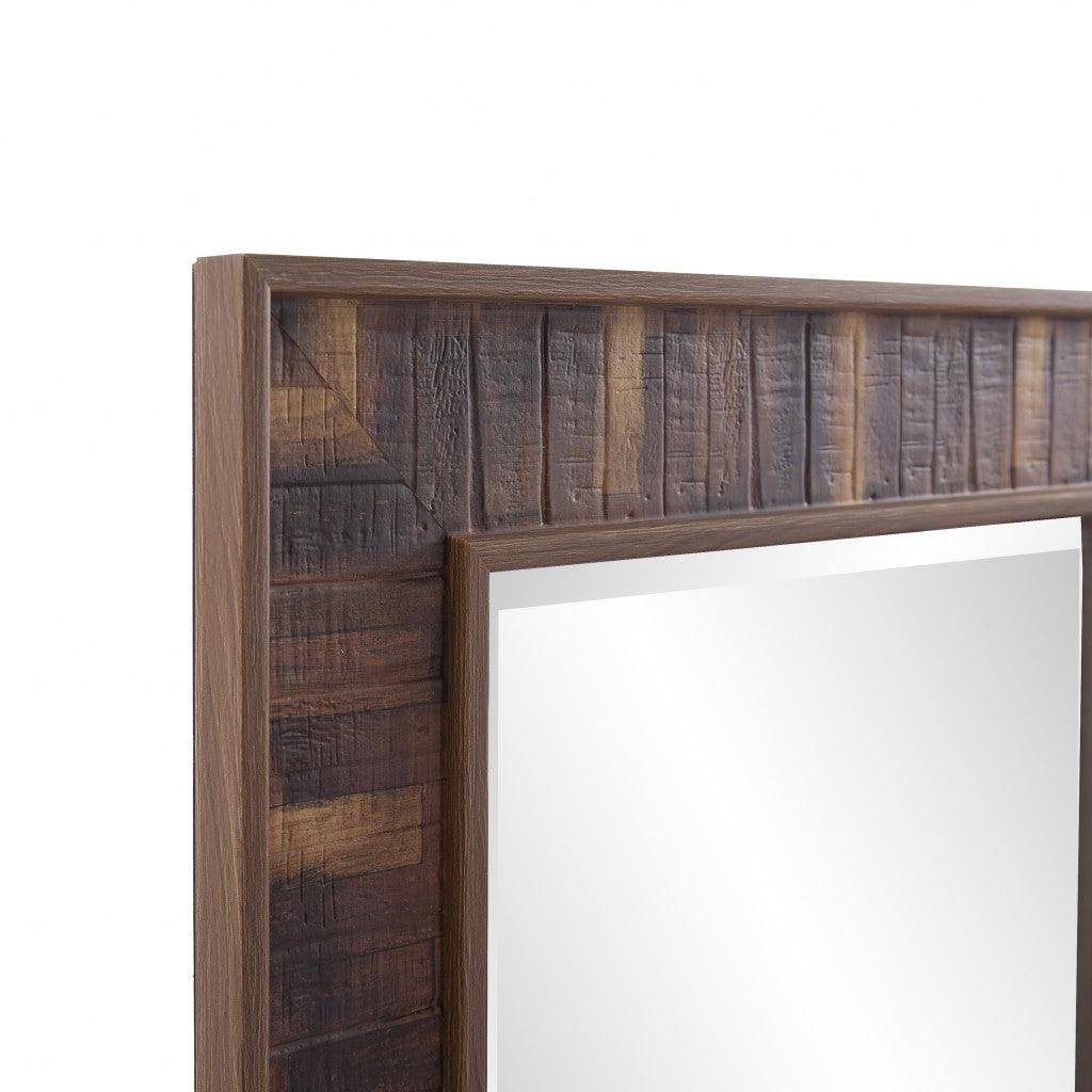 Rich Rustic Brown Faux Wood Full Body Wall Mirror - AFS