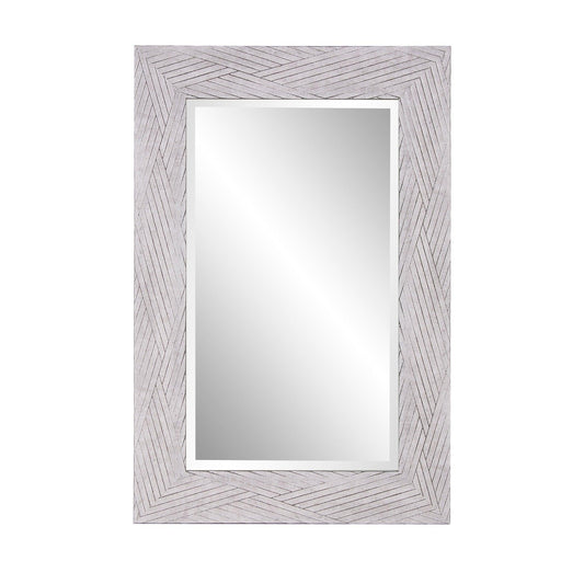 Weathered Gray Woven Faux Wood Rectangular Mirror - AFS