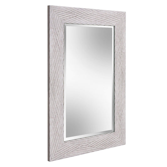 Weathered Gray Woven Faux Wood Rectangular Mirror - AFS