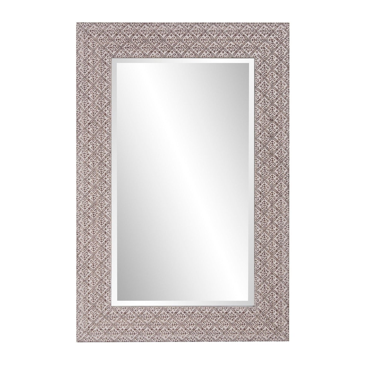 Gray Embossed Faux Wood Rectangular Mirror - AFS