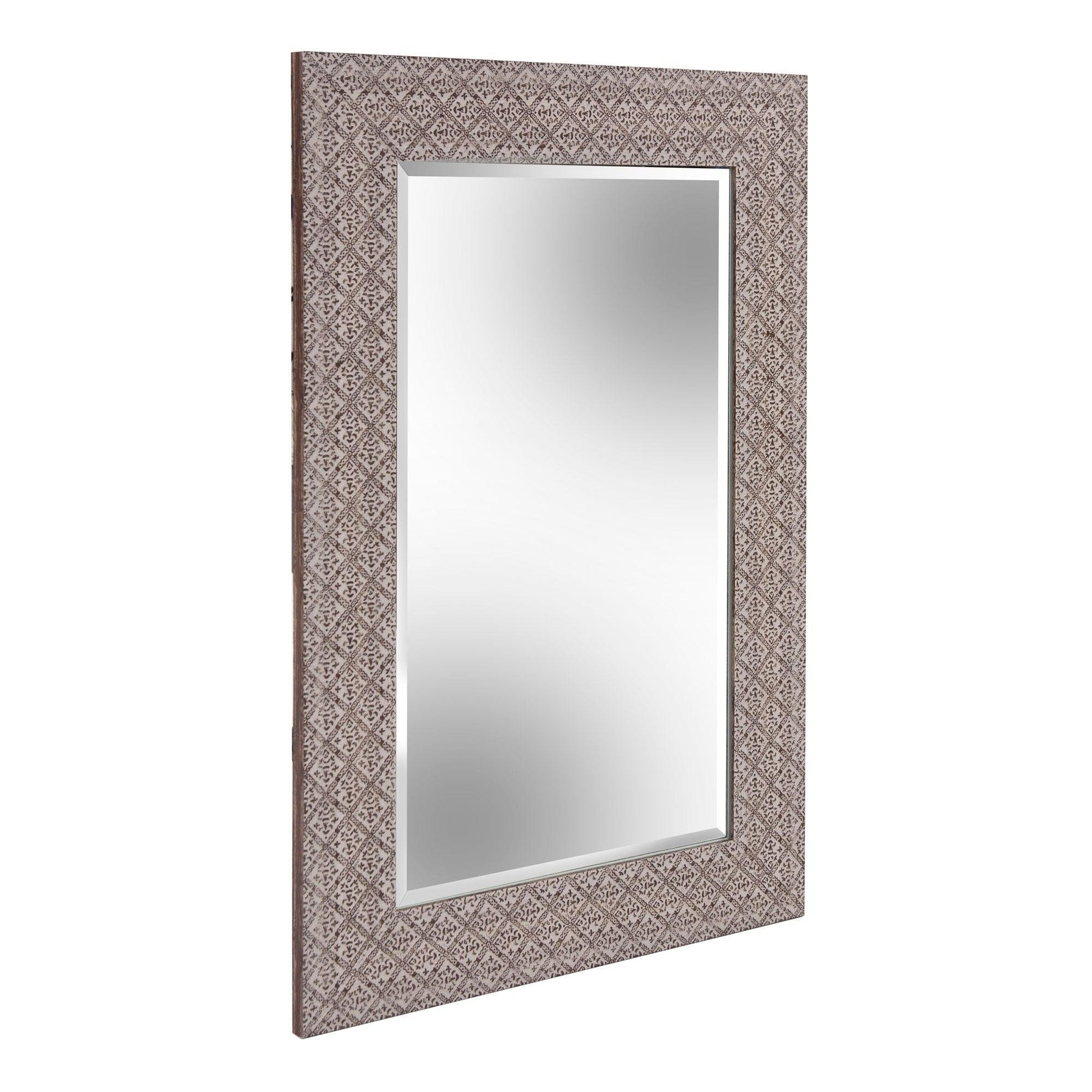 Gray Embossed Faux Wood Rectangular Mirror - AFS