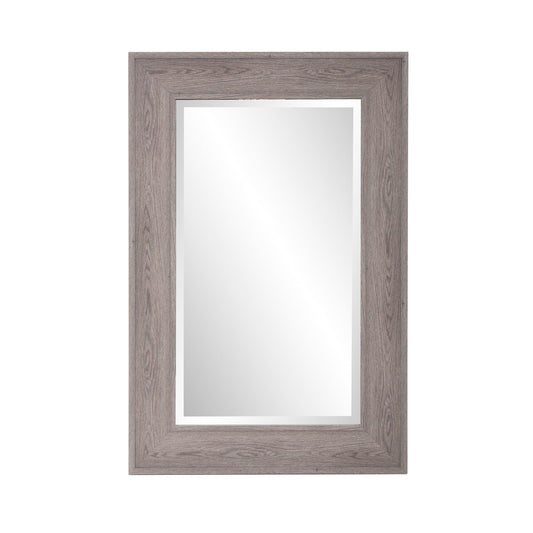 Warm Gray Faux Wood Beveled Rectangular Mirror - AFS