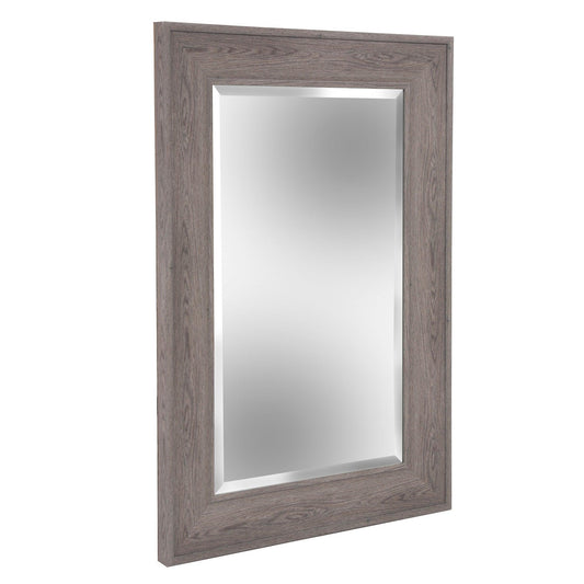 Warm Gray Faux Wood Beveled Rectangular Mirror - AFS