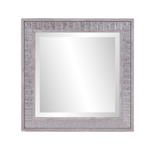 Warm Gray Faux Wood Square Mirror - AFS