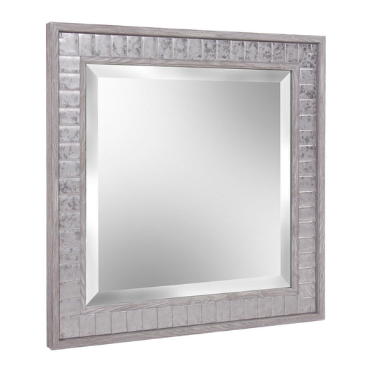 Warm Gray Faux Wood Square Mirror - AFS