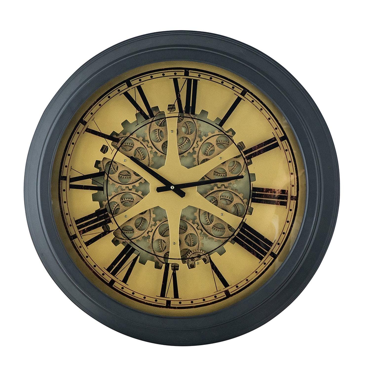 Black and Copper Exposed Gears Round Wall Clock - AFS