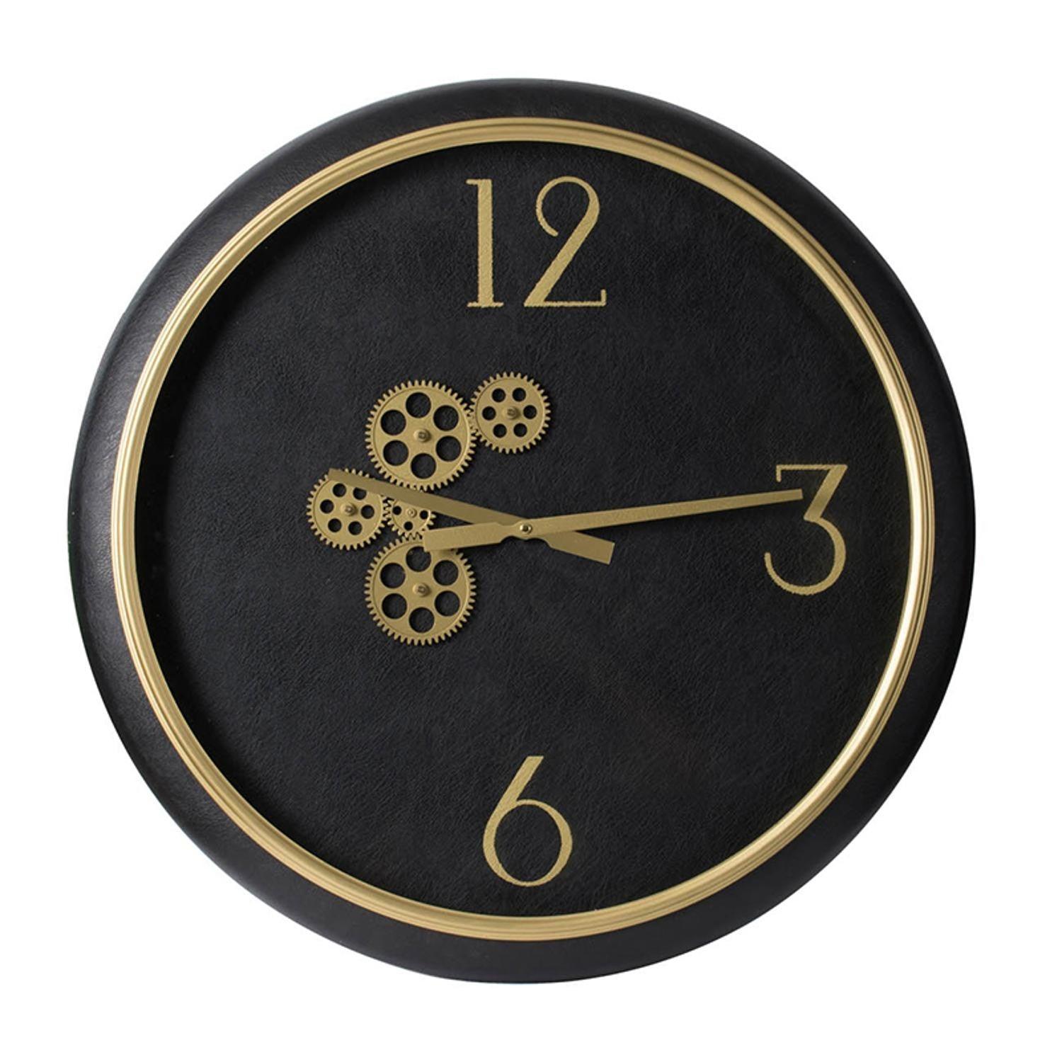 Black and Gold Gear Contemporary Round Wall Clock - AFS