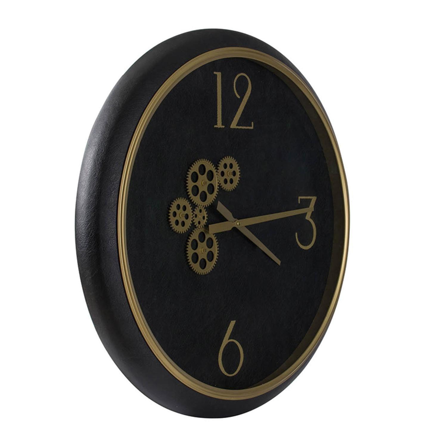 Black and Gold Gear Contemporary Round Wall Clock - AFS