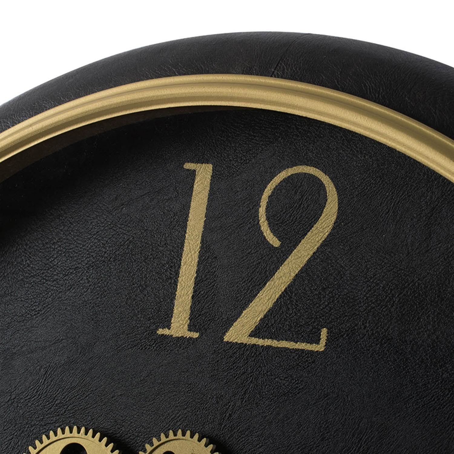Black and Gold Gear Contemporary Round Wall Clock - AFS