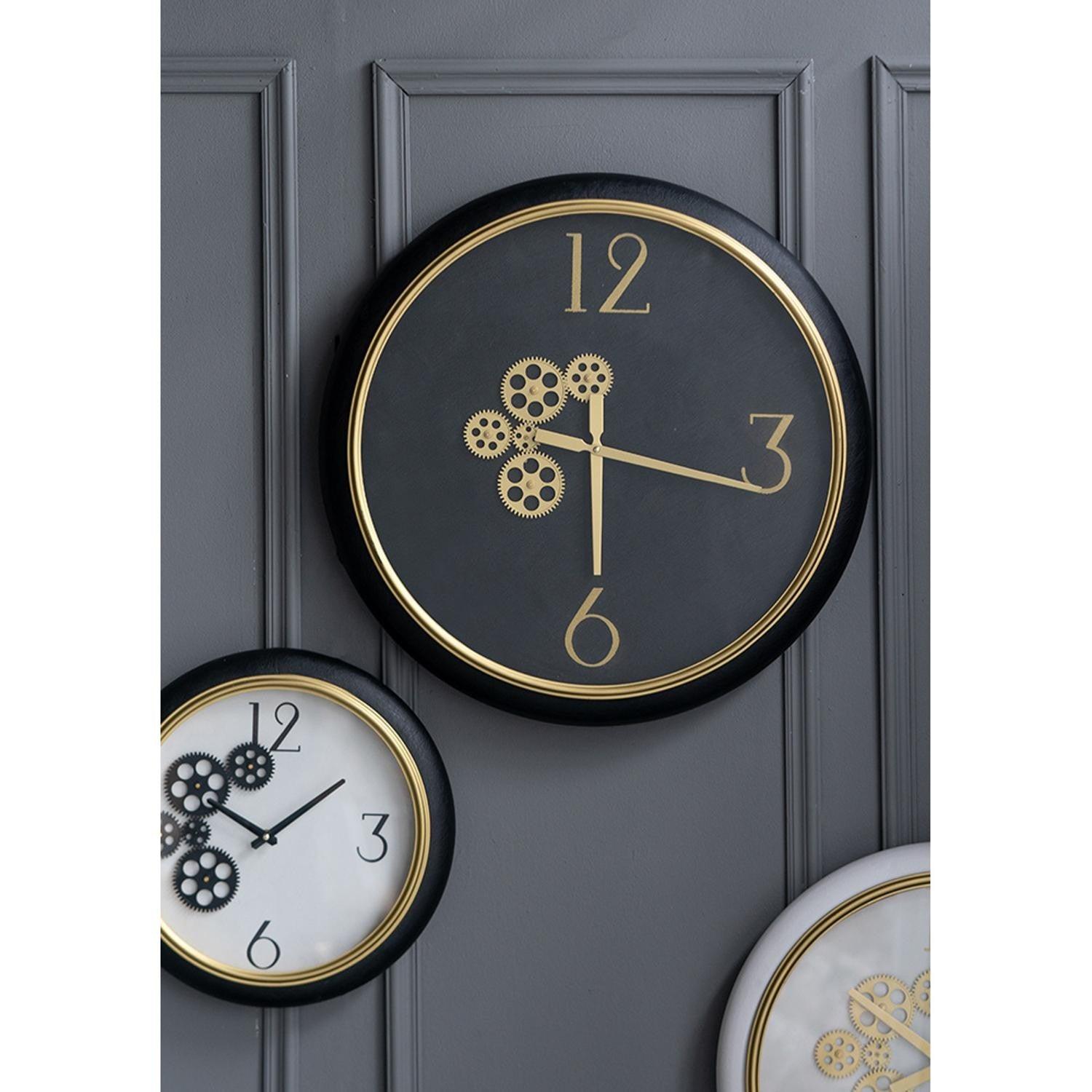 Black and Gold Gear Contemporary Round Wall Clock - AFS