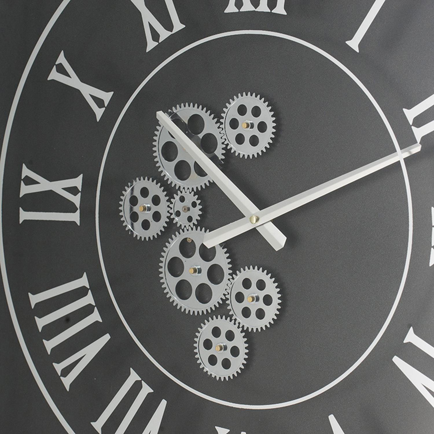 Vintage Style Gears Black and Silver Square Wall Clock - AFS