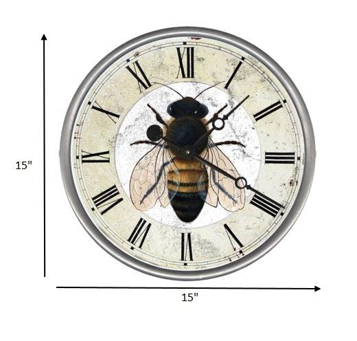 15" Vintage Rustic Bumbel Bee Wall Clock - AFS