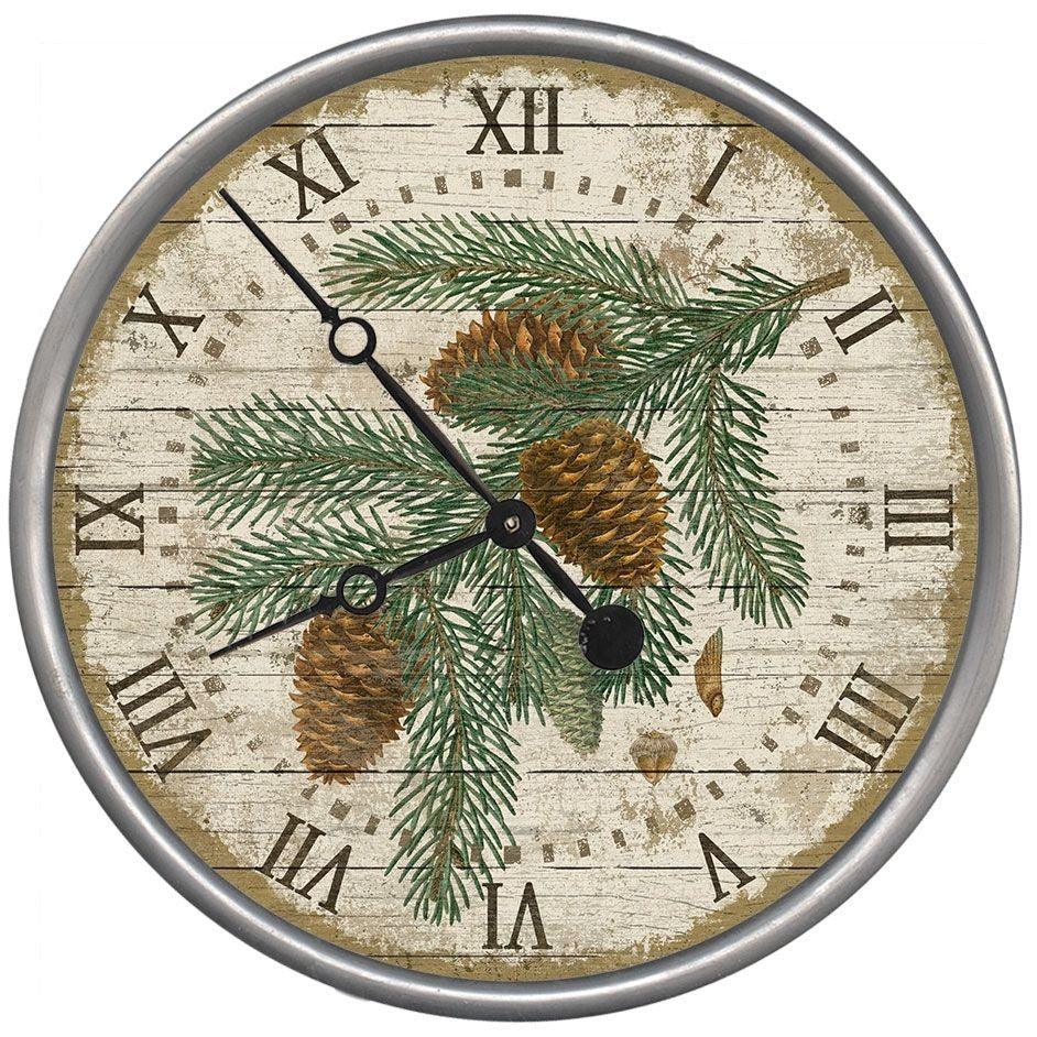 15" Vintage Douglas Fir Pine Sprig Wall Clock - AFS