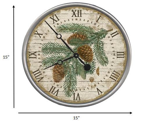 15" Vintage Douglas Fir Pine Sprig Wall Clock - AFS