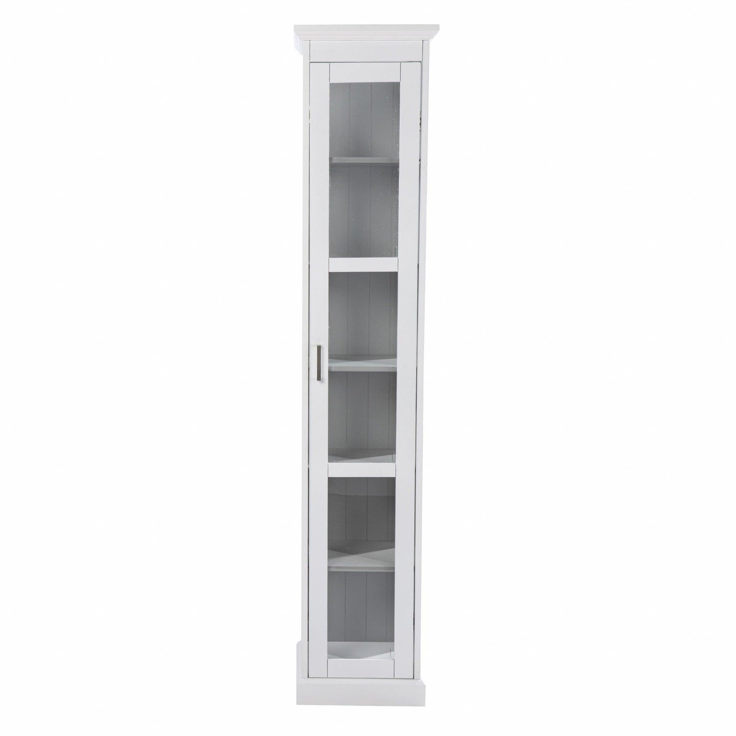 White Cornice Molding Curio with Glass Door - AFS