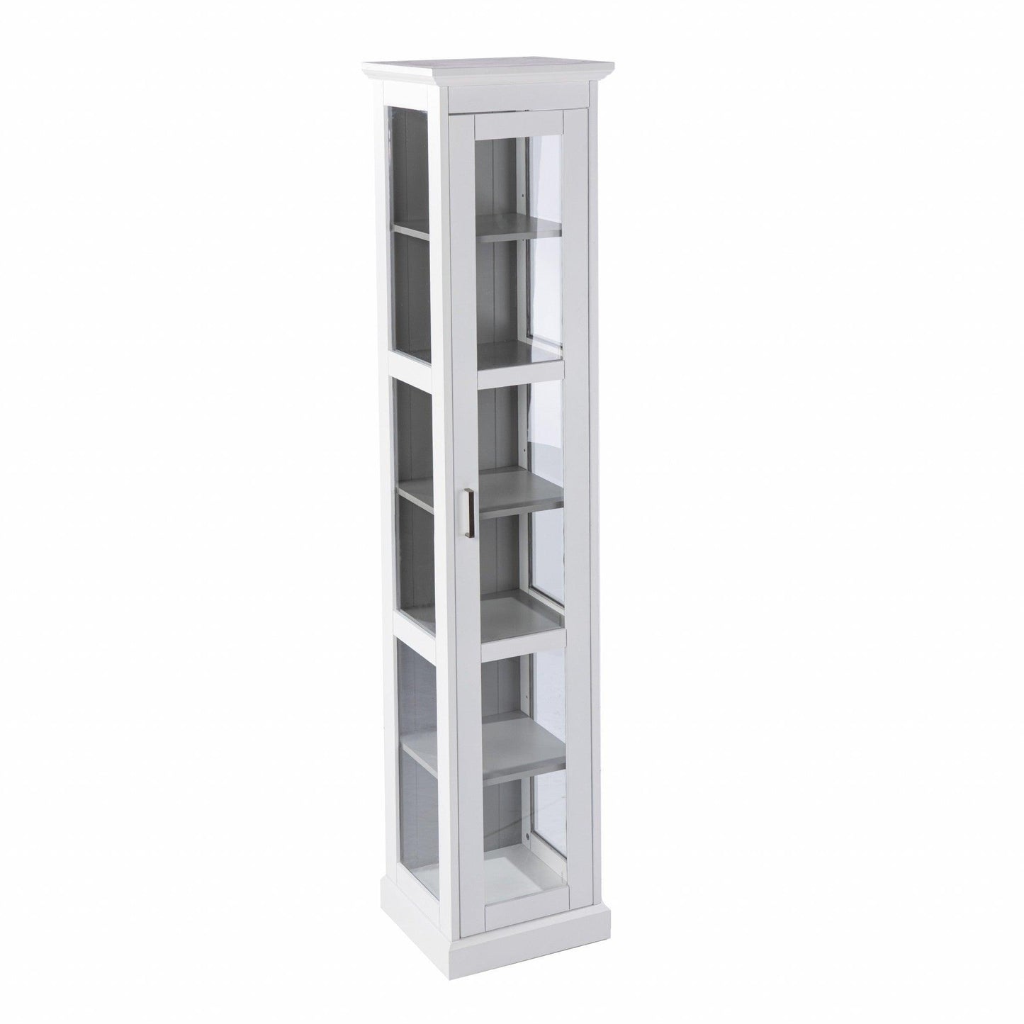 White Cornice Molding Curio with Glass Door - AFS