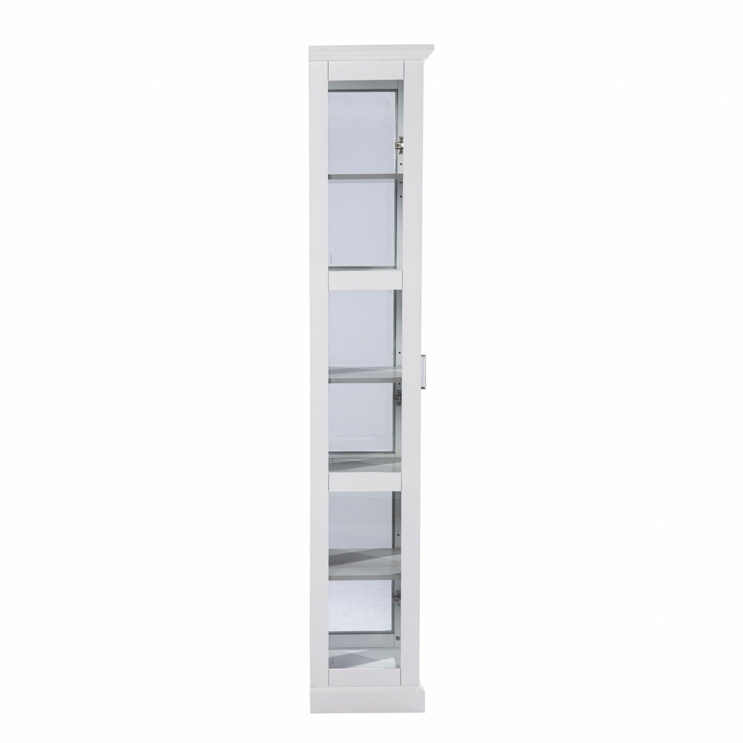 White Cornice Molding Curio with Glass Door - AFS