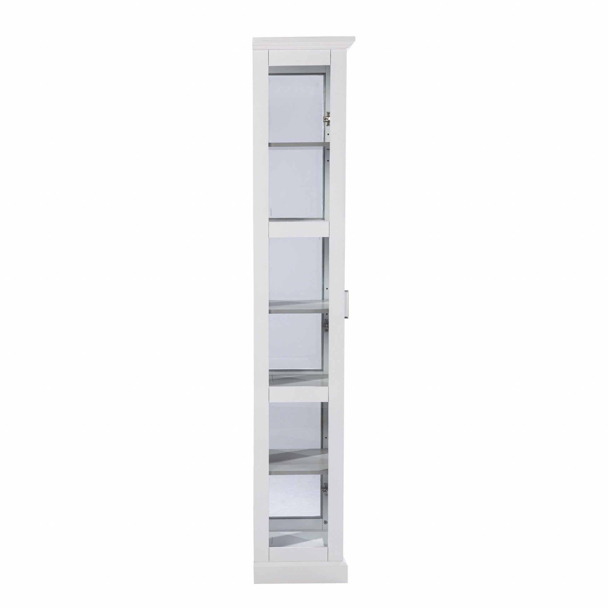 White Cornice Molding Curio with Glass Door - AFS