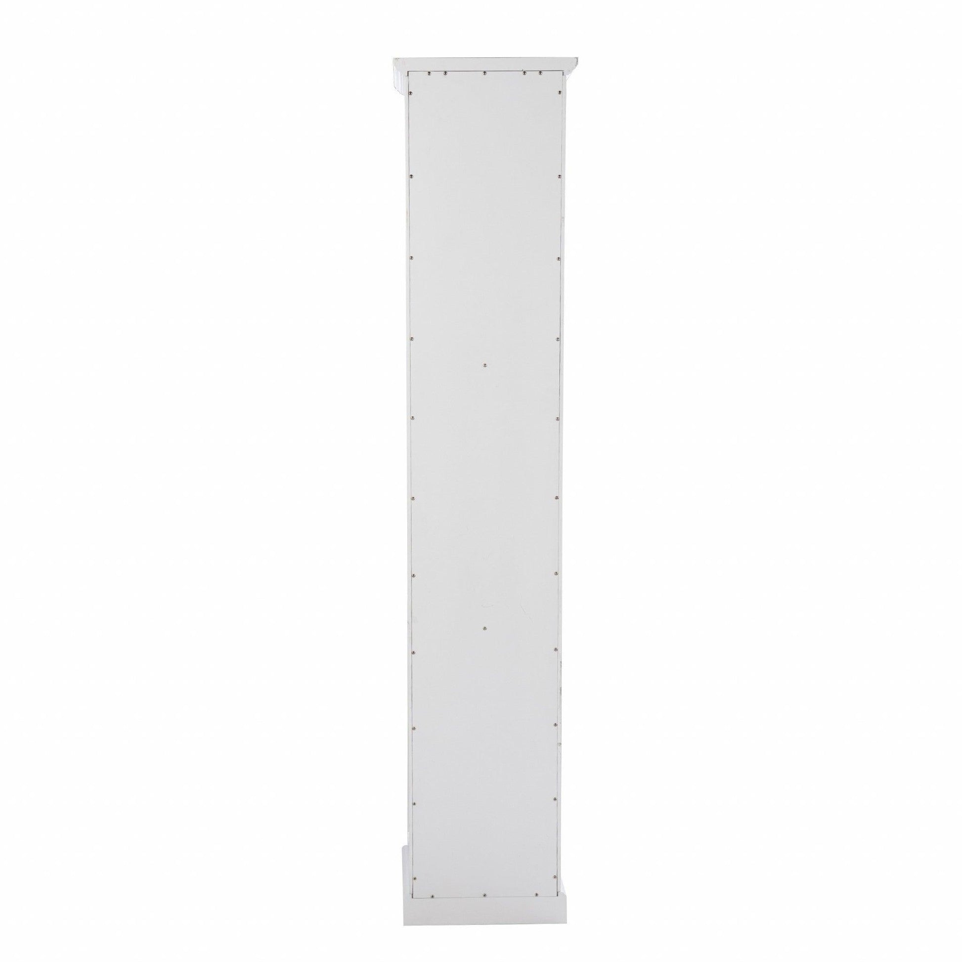 White Cornice Molding Curio with Glass Door - AFS