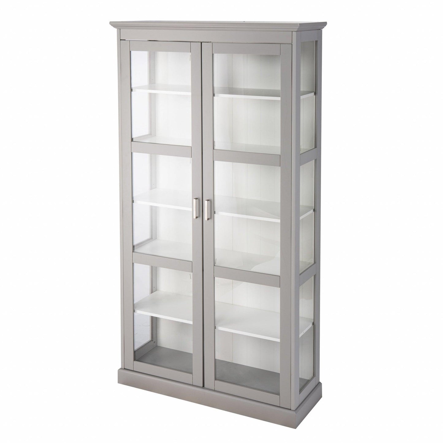 Gray Cornice Molding Double Door Curio Cabinet - AFS