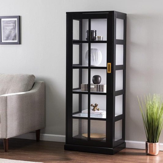 Dynasty Contemporary Black and White Tall Curio Cabinet - AFS