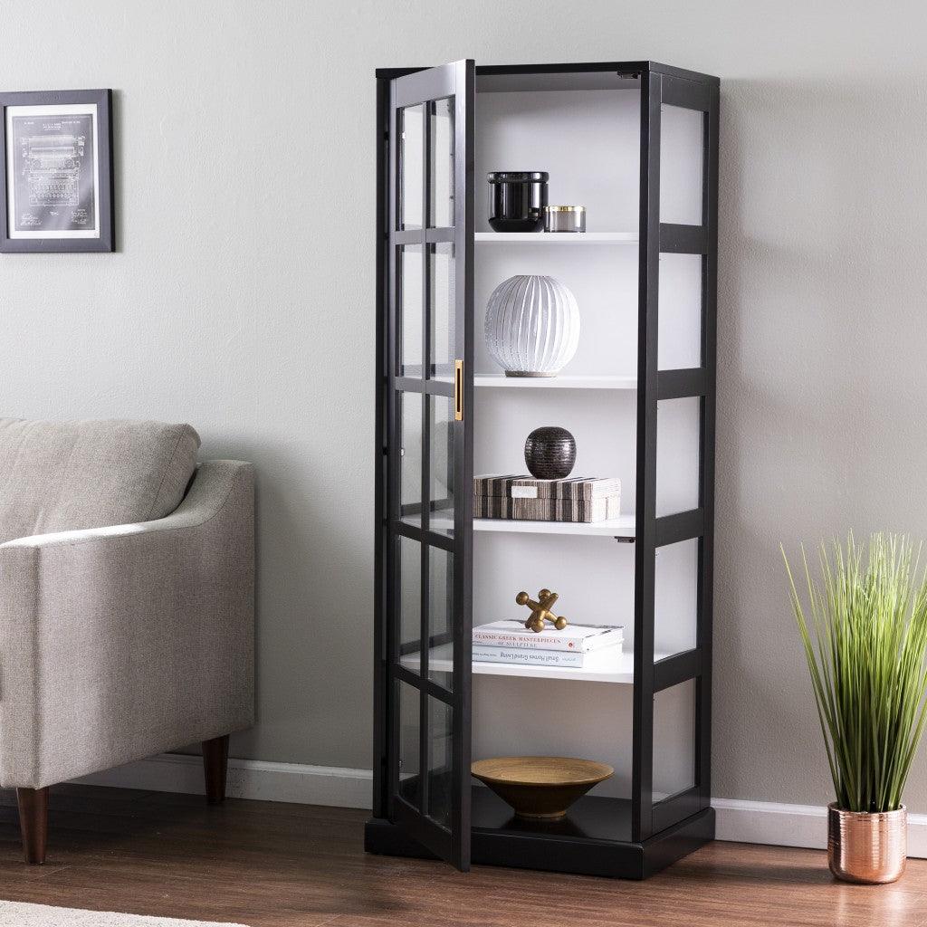 Dynasty Contemporary Black and White Tall Curio Cabinet - AFS