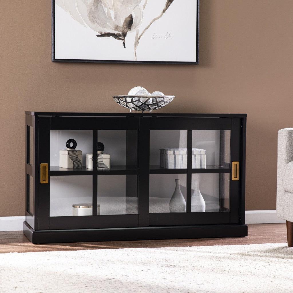 Dynasty Contemporary Black and White Low Curio Cabinet - AFS