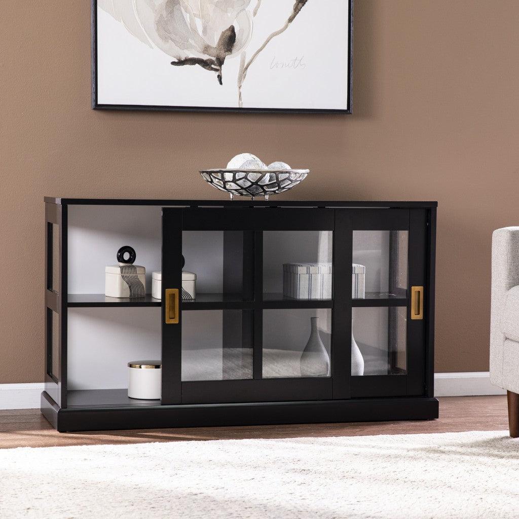 Dynasty Contemporary Black and White Low Curio Cabinet - AFS