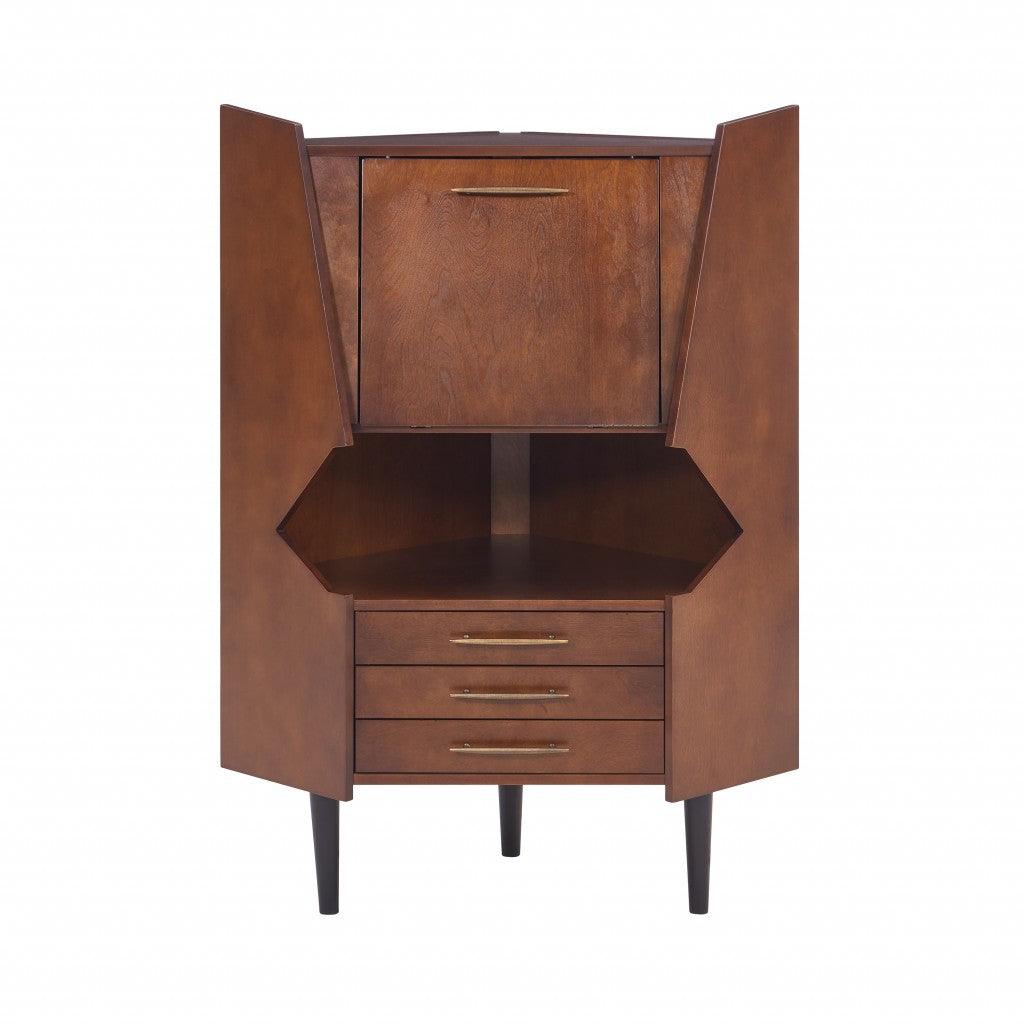 Cosmo Brown and Black Corner Bar Cabinet - AFS