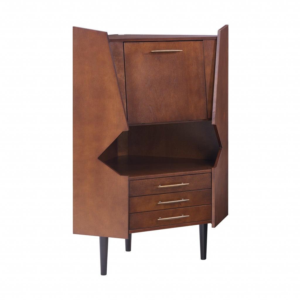 Cosmo Brown and Black Corner Bar Cabinet - AFS