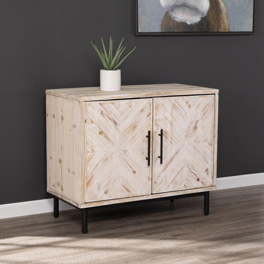 Modern Farmhouse Rustic Natural Accent Storage Cabinet - AFS