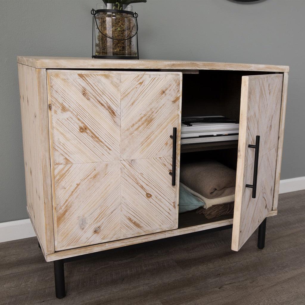 Modern Farmhouse Rustic Natural Accent Storage Cabinet - AFS