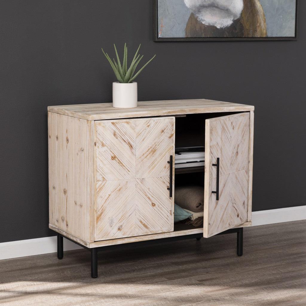 Modern Farmhouse Rustic Natural Accent Storage Cabinet - AFS