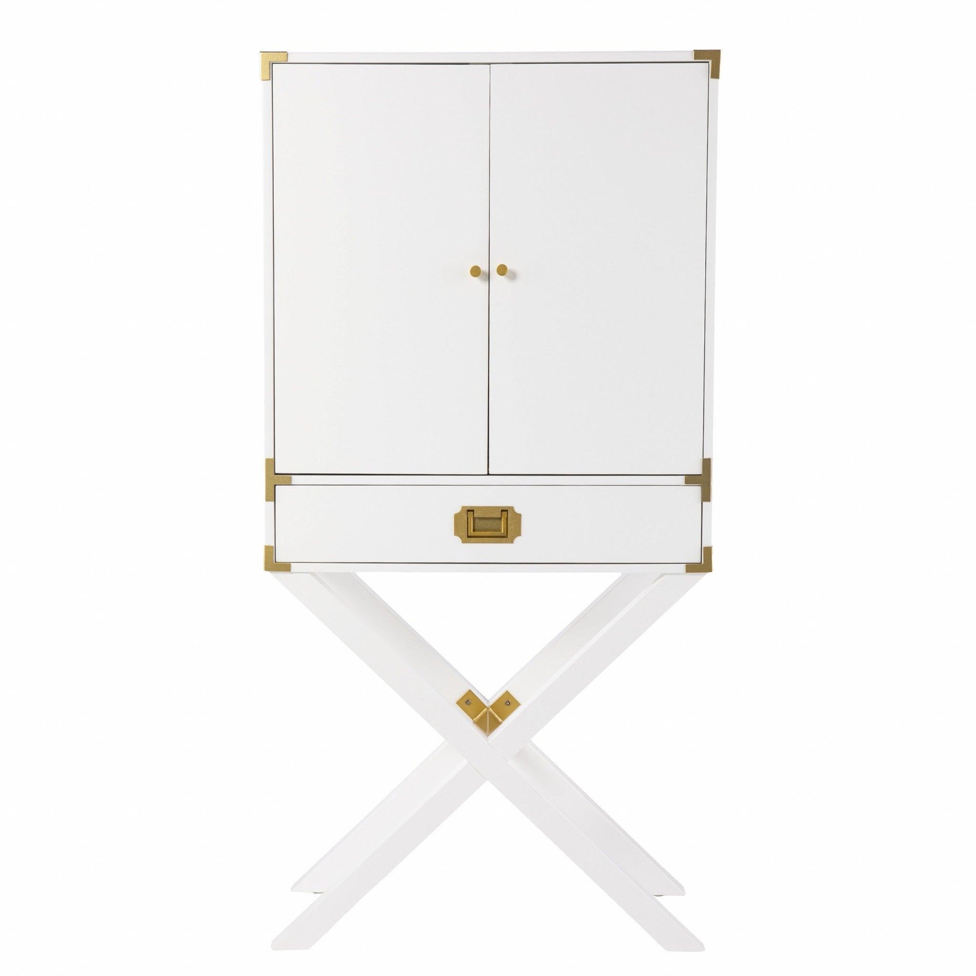 Campaign White and Gold Tall Bar Cabinet - AFS