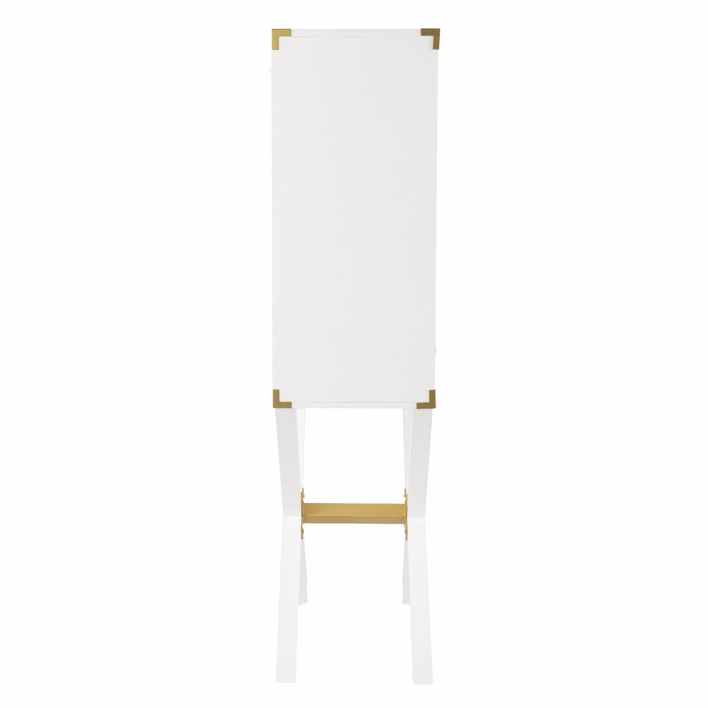 Campaign White and Gold Tall Bar Cabinet - AFS