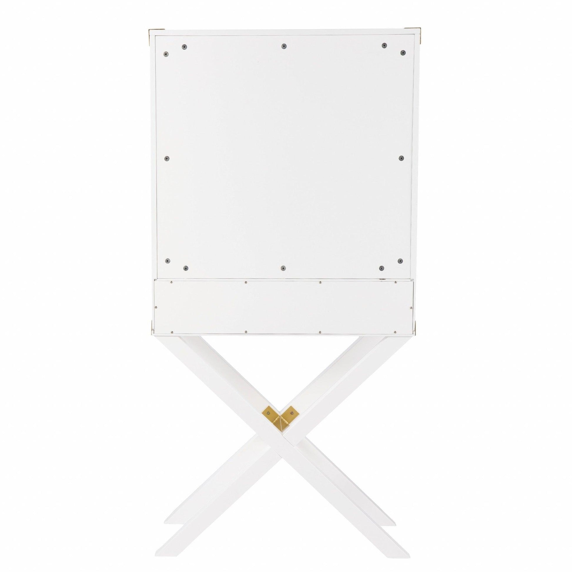 Campaign White and Gold Tall Bar Cabinet - AFS