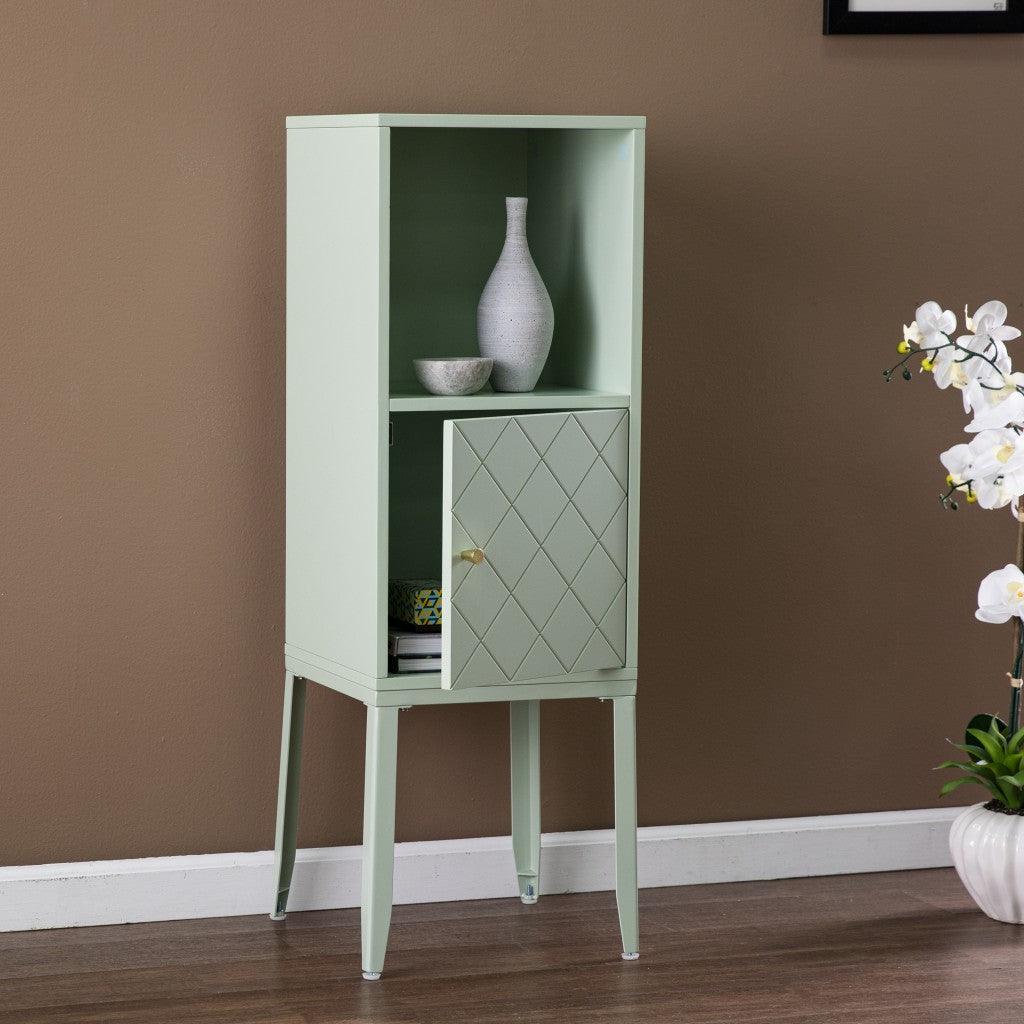 Pale Green Crosshatch Accent Storage Cabinet - AFS