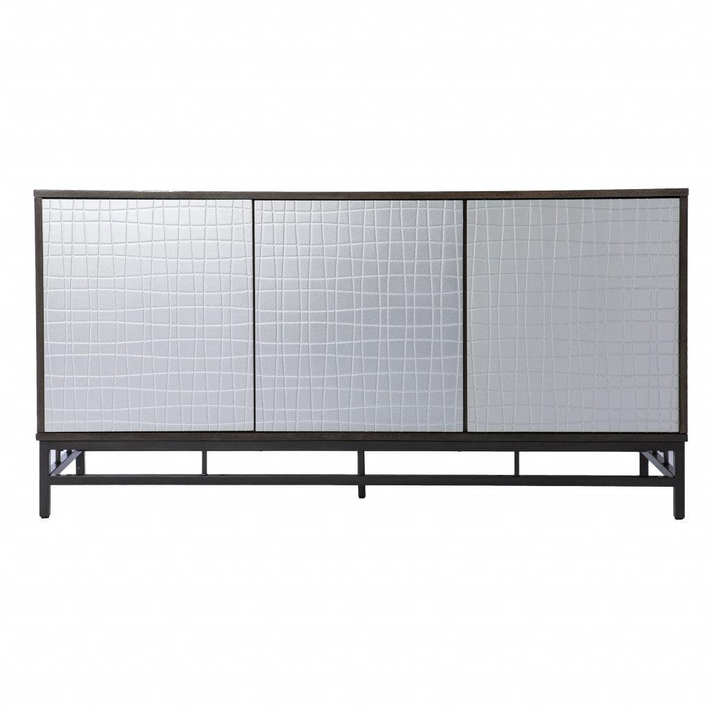 Contemporary Grid Lines Three Door Accent Cabinet - AFS