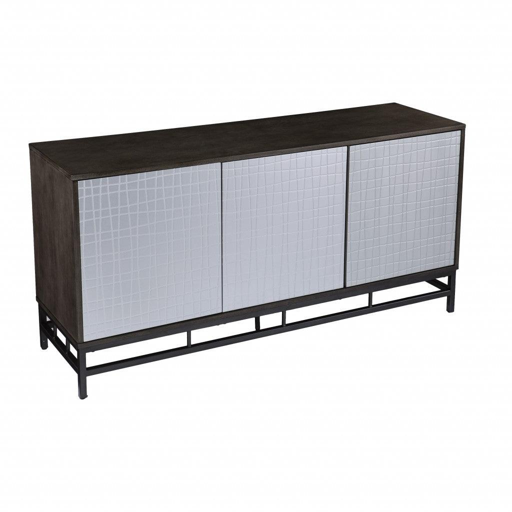 Contemporary Grid Lines Three Door Accent Cabinet - AFS