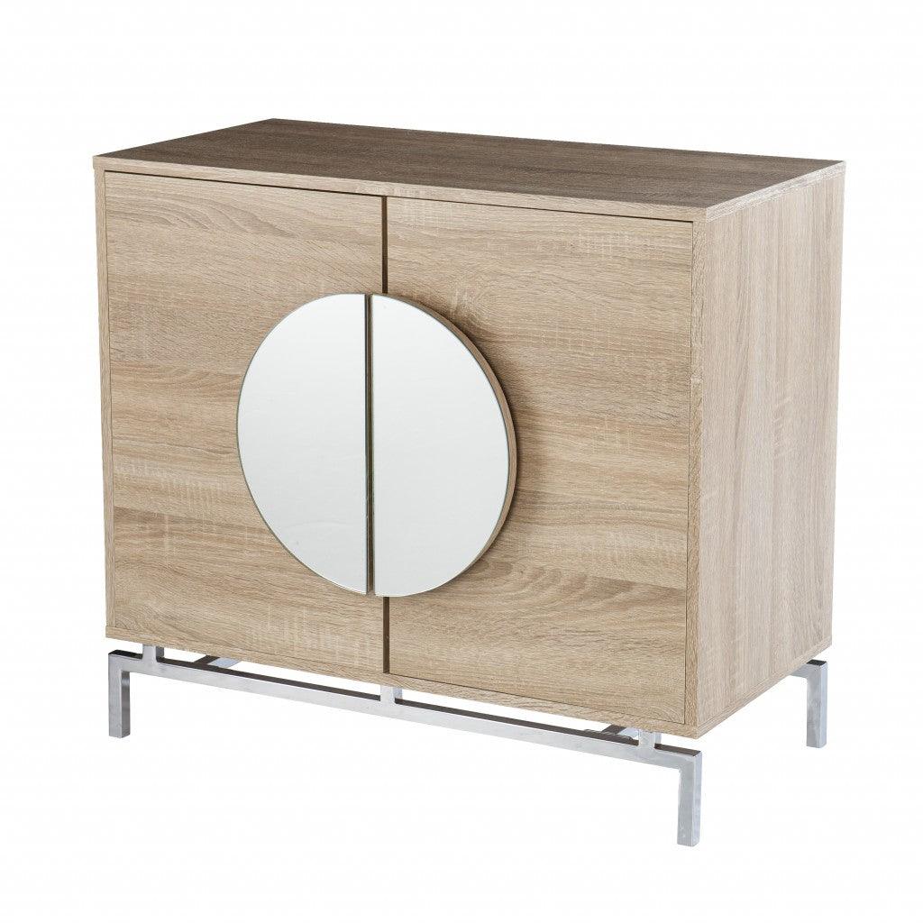 Contemporary Mirrored Circle Double Door Bar Cabinet - AFS