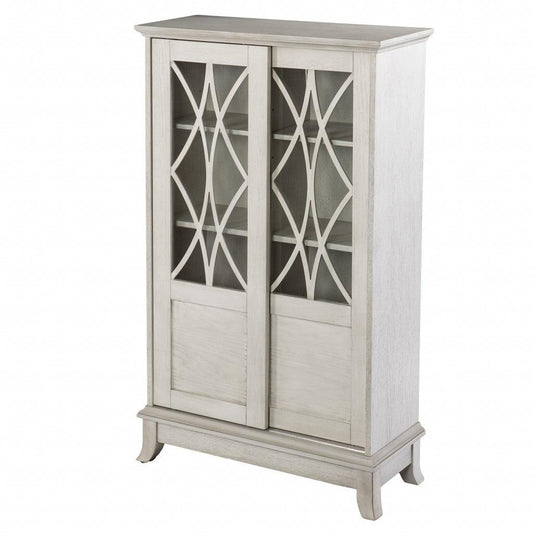 Rustic White Sliding Double Door Accent Cabinet - AFS