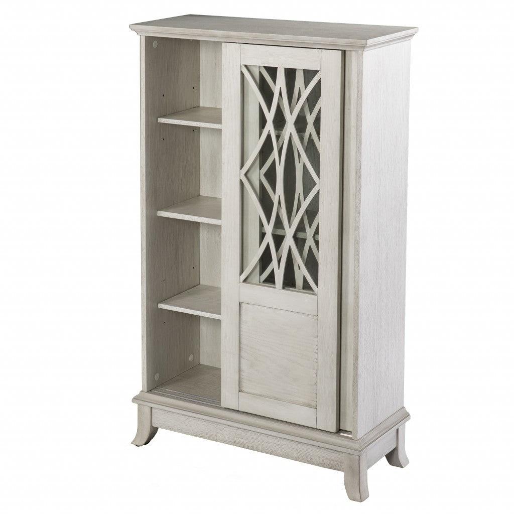 Rustic White Sliding Double Door Accent Cabinet - AFS