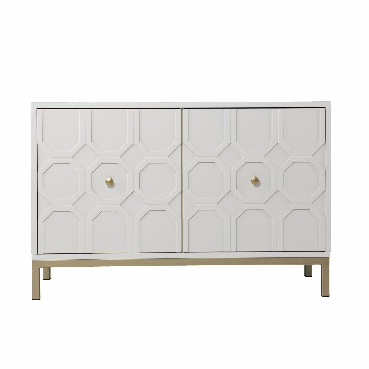 White and Gold Moroccan Dynasty Two Door Accent Cabinet - AFS